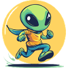 Laufender Alien im Comic-Stil
