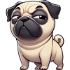 Skeptical Funny Pug Cartoon Dog