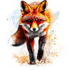 Renard roux aquarelle jeebeestyle
