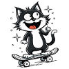 Skateboarder Skater Cat Skateboard Skating