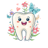 Happy Tooth with Flowers