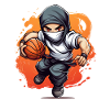 Kids ninja with basketball