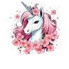 Einhorn mit Kirschblüten