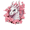 Weißer Drache mit Kirschblüten