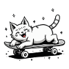 Skateboarder Skater Cat Skateboard Skating