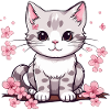 Süße Katze mit Kirschblüten
