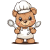 Cooking bear with spoons