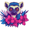 Lemur with tropical flowers