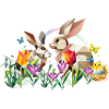 Zwei Osterhasen im Blumenmeer