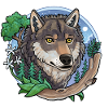 Wolf mit Landschaft