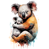 Aquarelle koala avec bébé