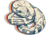 Kugelpython Schlange Retro Line Art