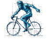 Fahrrad Kunstwerk Blaue Figur Radfahren