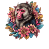 Mandrill Affe mit Blumenrahmen