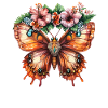 Tropical Butterfly with Flowers