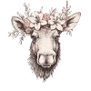 Moose with flower crown