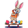Bunny on skateboard