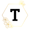 Buchstabe t Goldener Blumenrahmen