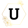 Buchstabe u Goldener Blumenrahmen