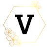 Buchstabe V Goldener Blumenrahmen