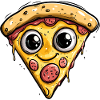 Fröhliches Pizza-Stück