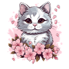 Cat with cherry blossoms