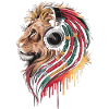 Reggae Löwe mit Kopfhörer