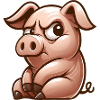 Skeptical cartoon pig funny look