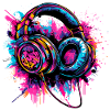 Headphones neon musician dj