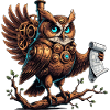 Steampunk - Hibou avec engrenages