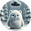 Eisbär im eisigen Regen