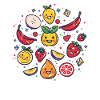 Cheerful fruits with gemstones