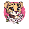 Cheetah with cherry blossoms