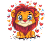 Lion cub with hearts