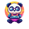 Gamer Panda with console