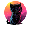 Bunte Sonnenuntergangs-Katze