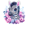 Cute zebra with flowers