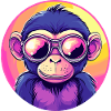 Neon monkey with sunglasses
