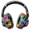 Headphones musical graffiti pattern