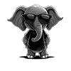 Cool elephant with sunglasses