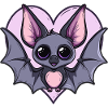 Bat with heart wings