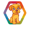 Bunter Hund mit Regenbogenrahmen