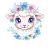 Flowery Sheep Cartoon