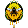 Bee on honeycomb