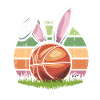 Lustiger Basketball mit Osterhasenohren