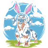 Funny dachshund with rabbit ears