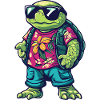 Turtle Comic Cool Summer