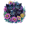 Black kittens with flowers