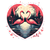 Flamingos in heart shape