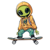 Skateboard-Alien in Orange